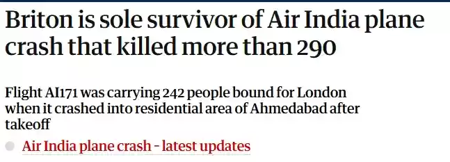 超290死!印度航空波音787坠毁完整视频 起飞40秒坠入医学院 爆炸成火球 乘客烧成黑碳 机上1人奇迹生还 第1张 超290死!印度航空波音787坠毁完整视频 起飞40秒坠入医学院 爆炸成火球 乘客烧成黑碳 机上1人奇迹生还 第1张